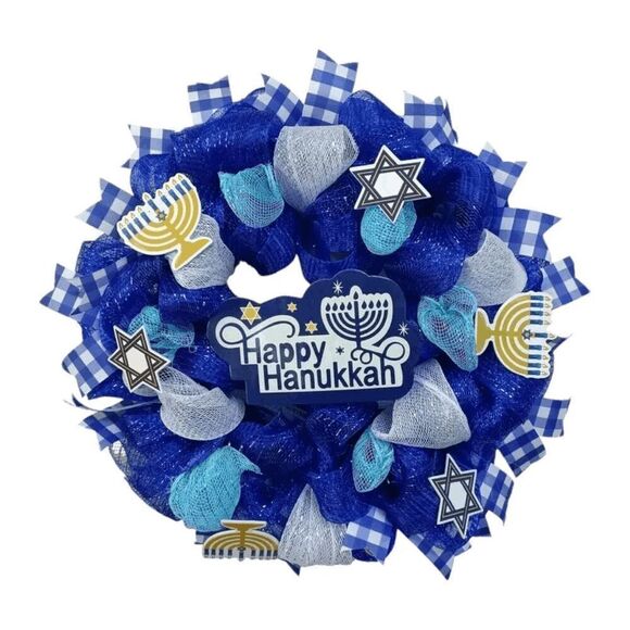 Handmade Hanukkah Wreath - Picture 1 of 2